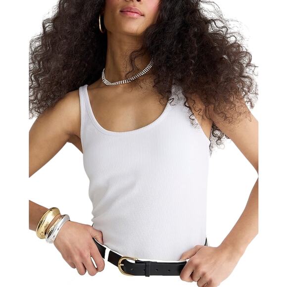 J.Crew White Ribbed Shelf-Bra Tank Top XXS NWT | Vintage Stretch Layering - Picture 1 of 7